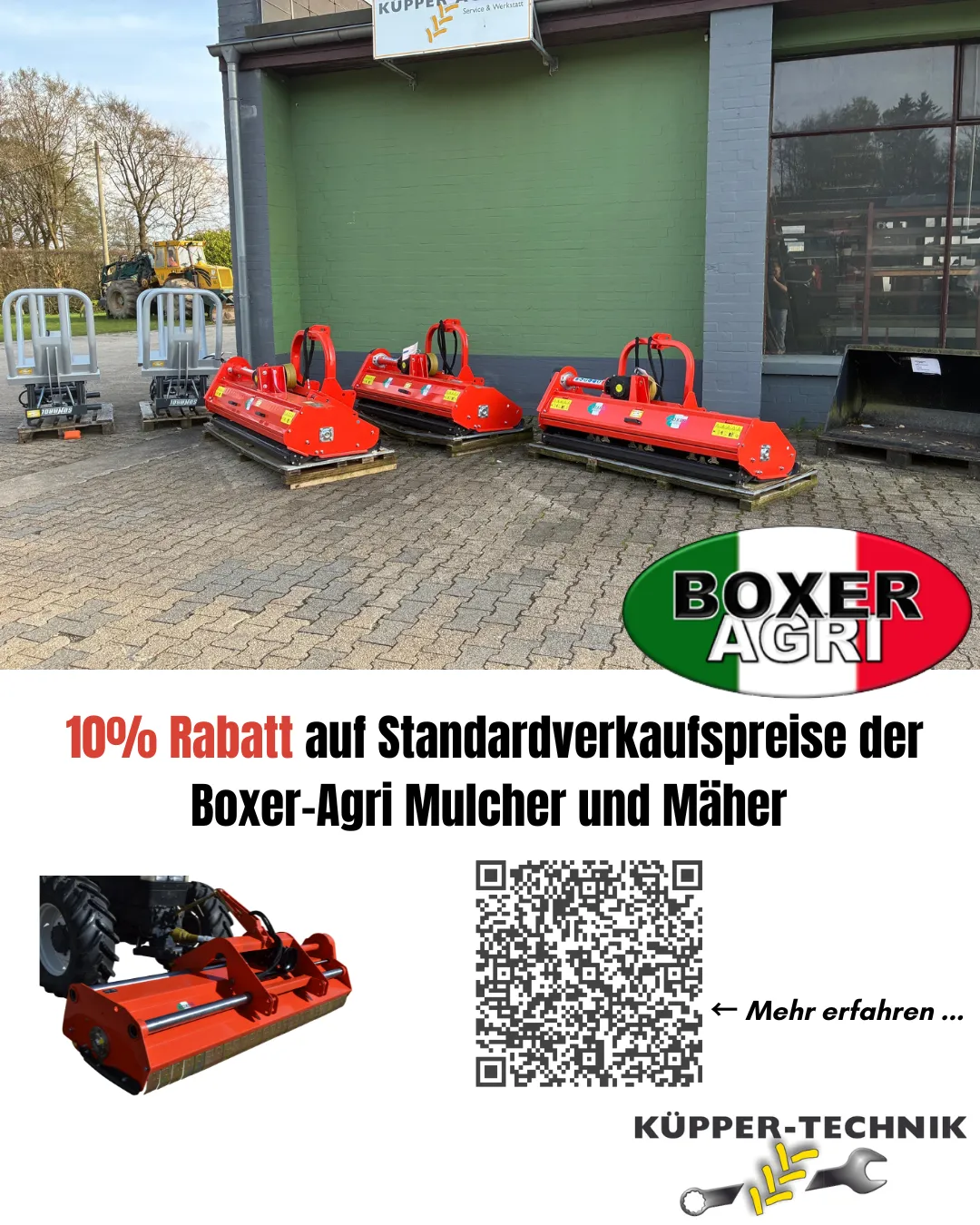 10% Verkaufsnachlass auf unsere Boxer-Agri Mulcher und Mäher 